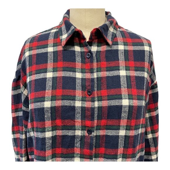 Noble U Los Angeles Flannel Shirt Blouse Red Blue Misses Size Medium - Picture 2 of 5